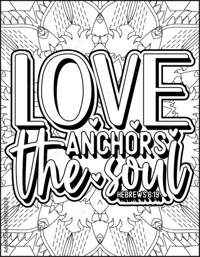 Bible Verse Quote Coloring Page for Adults. Christian Bible Coloring Page 