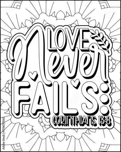 Bible Verse Quote Coloring Page for Adults. Christian Bible Coloring Page 