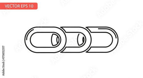 Three chain links connected together symbol of connection, strength, and security in a minimalist style vector