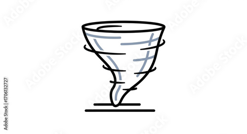 Stylized tornado icon, representing a powerful and destructive natural phenomenon with swirling winds and potential danger