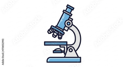 Illustration of a blue microscope, a vital tool for scientific research and medical diagnostics in laboratories