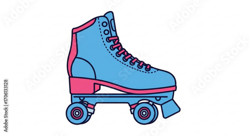 Roller skate vector illustration retro roller skate with pink and blue colors for skating and roller derby
