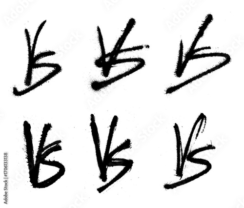 VS Versus Grunge Spray Paint Stroke Vector Set