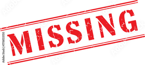 Red Distressed Missing Stamp Isolated on White, Imperfect Texture, Aged Look