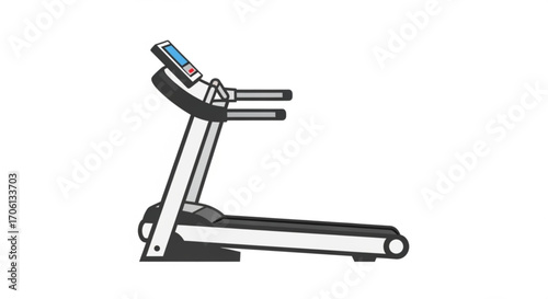 A cartoon illustration of a treadmill, a fitness machine used for running or walking indoors for exercise and cardiovascular health