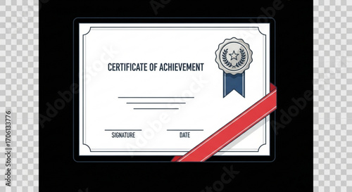 Certificate of achievement vector illustration for business, education, and award concepts with ribbon and seal