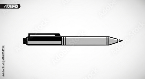 Illustration of a pen, symbolizing writing, drawing, and creativity, with a sleek design and professional appearance