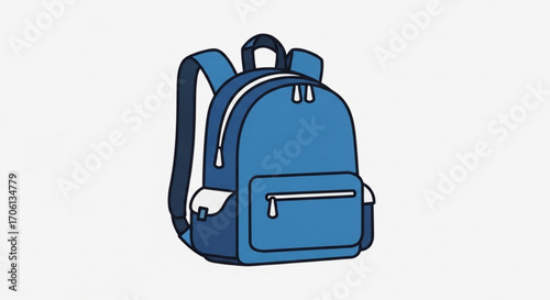 Illustration of a blue school backpack, perfect for education, travel, or everyday use in a simple design