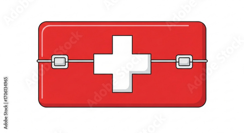Illustration of a red first aid kit, symbolizing medical assistance, emergency preparedness, and healthcare