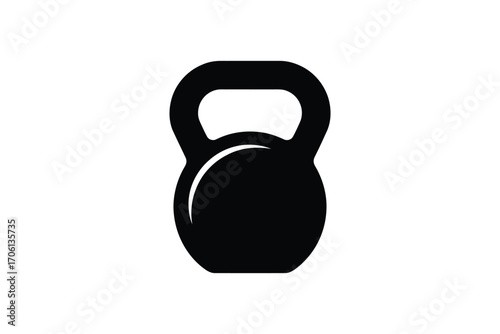 Simple black silhouette of a kettlebell for fitness and exercise
