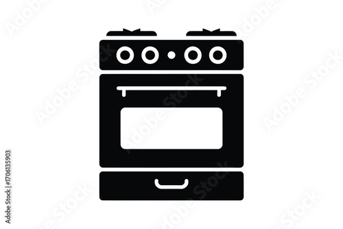 Simple black and white icon of a kitchen stove