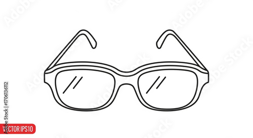 Illustration of glasses, featuring a simple black and white design, perfect for eyewear and vision themes