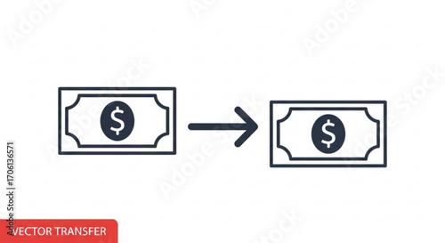 Money transfer icon on representing the exchange of funds between two parties