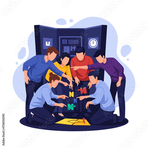 Group of people playing a board game together.