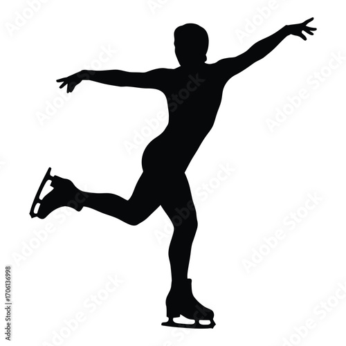 Silhouette of a figure skater performing an elegant pose on ice skates silhouette
