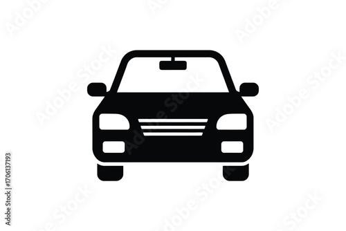 Simple black silhouette of a car facing forward