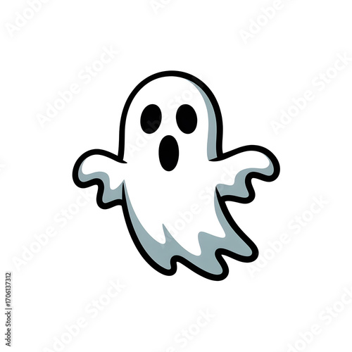Cute Halloween Ghost Vector Illustration for Spooky Festival Designs and Infographic Elements Isolated on White