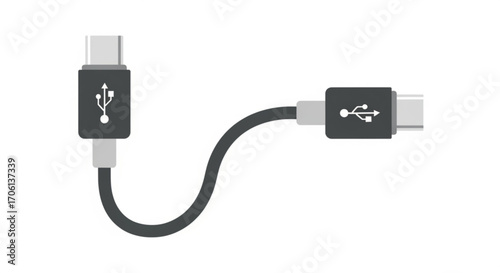 Usb typec cable connector, a modern standard for data transfer and charging in electronic devices vector design