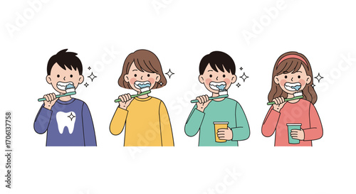 Children brushing teeth demonstrating good oral hygiene practices for healthy smiles