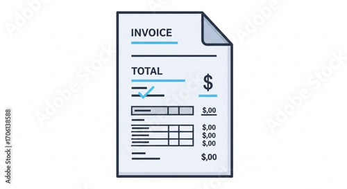 Invoice document financial bill with total amount due, payment request, and detailed transaction information