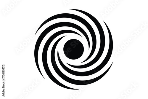 Black and white swirling vortex fingerprint symbol