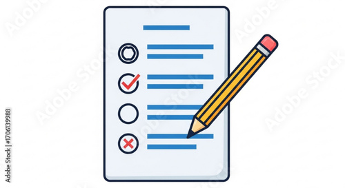 Checklist with pencil showing completed and incomplete tasks in a simple and clear visual representation