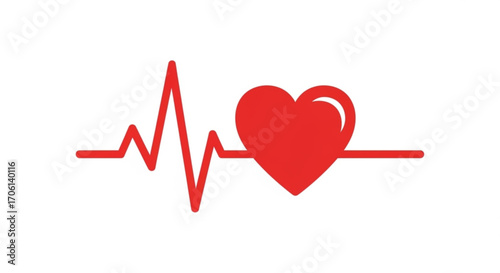 Heartbeat pulse line with heart shape symbolizes love, health, and medical care