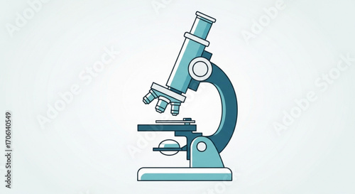 Illustration of a blue microscope, a vital tool for scientific research and medical diagnostics
