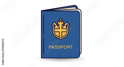 Blue passport with a golden emblem, representing travel, identity, and international documentation for citizens