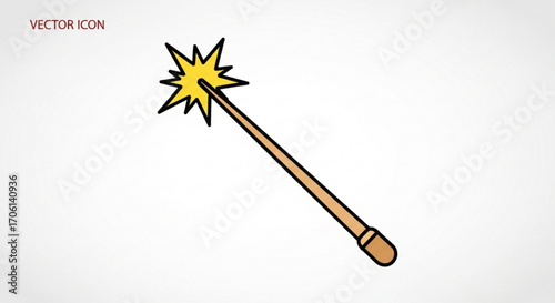 Illustration of a magic wand with a star a symbol of magic, fantasy, and enchantment