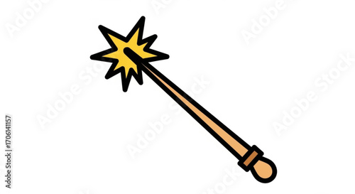 Illustration of a magic wand with a star, concept for magic, fantasy, and fairy tale related topics