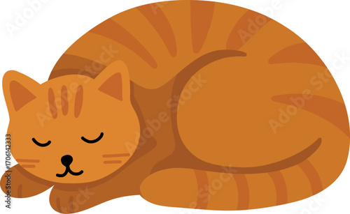 Illustration of a Sleeping Orange Tabby Cat