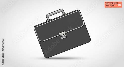 black briefcase isolated on white background