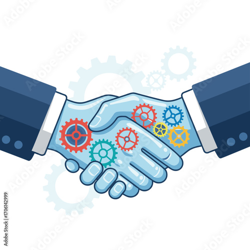 Business Partnership and Collaboration with Gears Illustration.