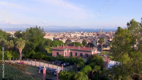 Royal residence on Capodimonte hilltop commissioned by Bourbons of Naples. Panorama of the Gulf of Napoli that people enjoy from the Neapolitan park of Capodimonte, Naples, Italy.