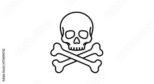 A pair of crossed bones, commonly associated with pirates, danger, or poison, are depicted against a dark background, creating a stark and ominous symbol