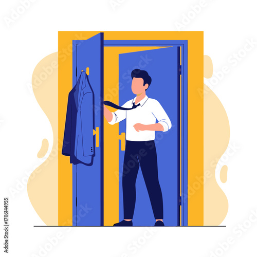Man in suit getting ready for work in the morning.