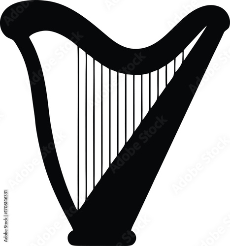 celtic traditional harp vector art
