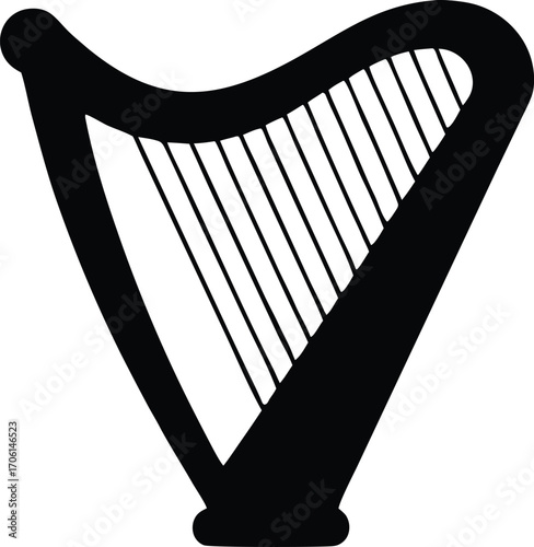 irish harp silhouette vector illustration
