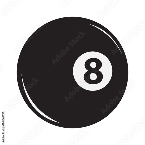 Classic black eight ball symbolizing luck, choice, and mystery. Perfect for pool, casino, fortune telling, and decision-making themed designs.