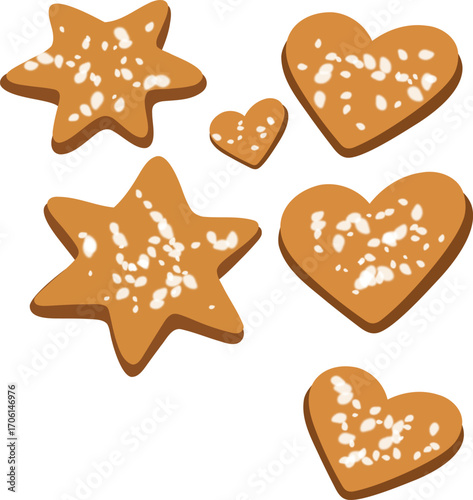 Star and Heart Shaped Cookie Illustration