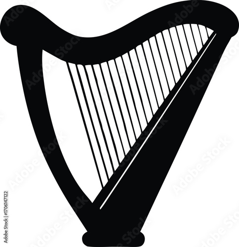 irish harp silhouette vector illustration
