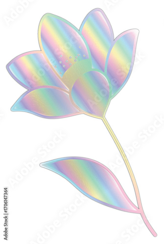 Holographic Flower Illustration