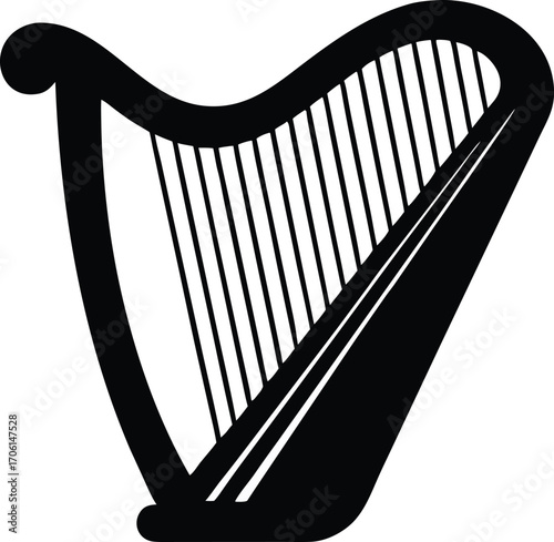 irish harp silhouette vector illustration
