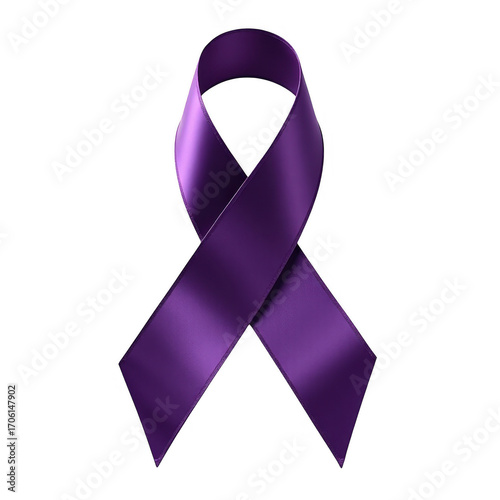 Elegant purple awareness ribbon isolated against a transparent background symbolizing support
