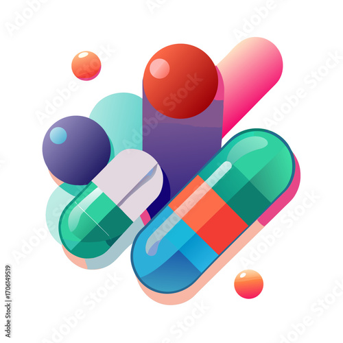 pills on white background