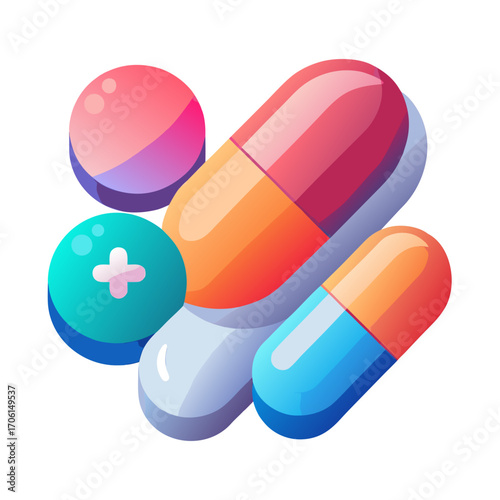 pills on white background