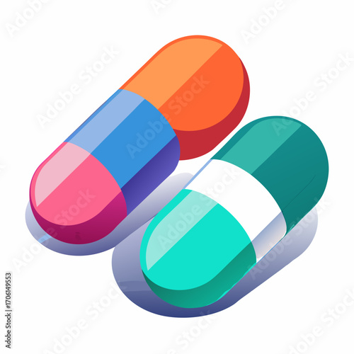 pills on white background