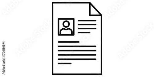 Resume or curriculum vitae document with personal information isolated on white background