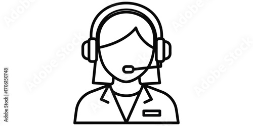 Customer service representative with headset isolated on white background call center agent icon